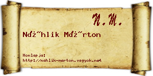 Náhlik Márton névjegykártya