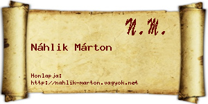 Náhlik Márton névjegykártya